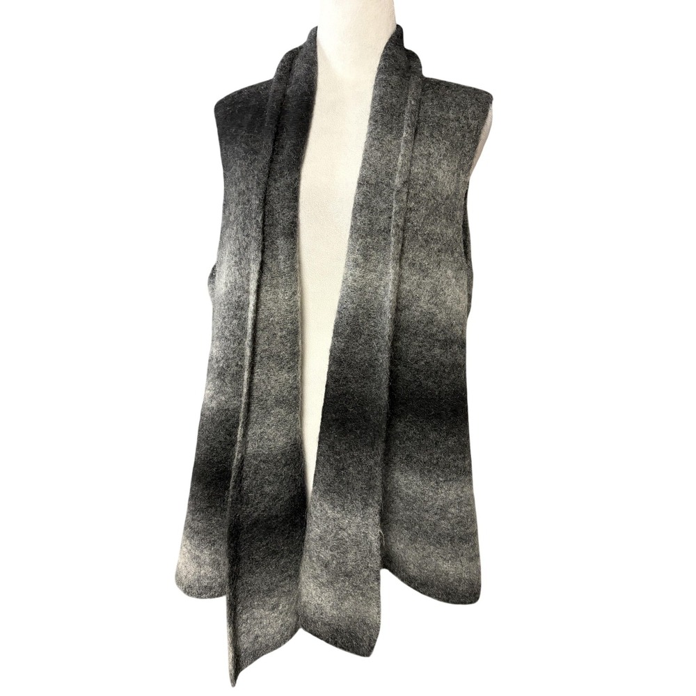 Eileen Fisher Womens‎ XL Gray Mohair Blend Ombre Open Front Sweater Vest
